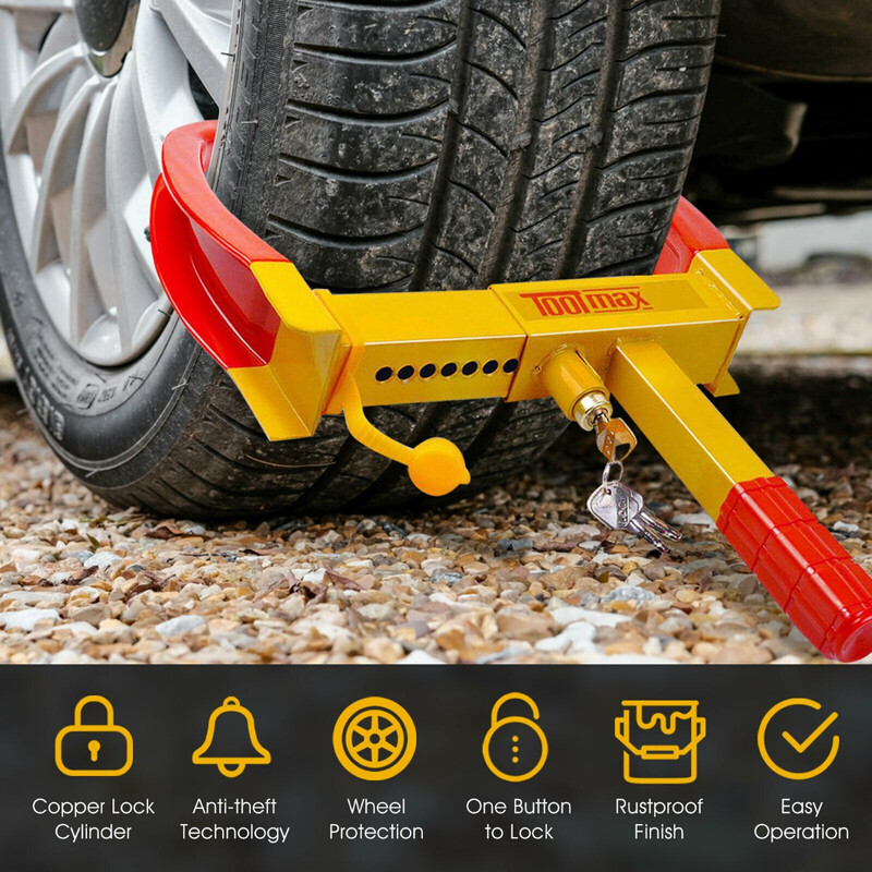 Hjulklämma stöldskydd för fordon med säkerhetslås