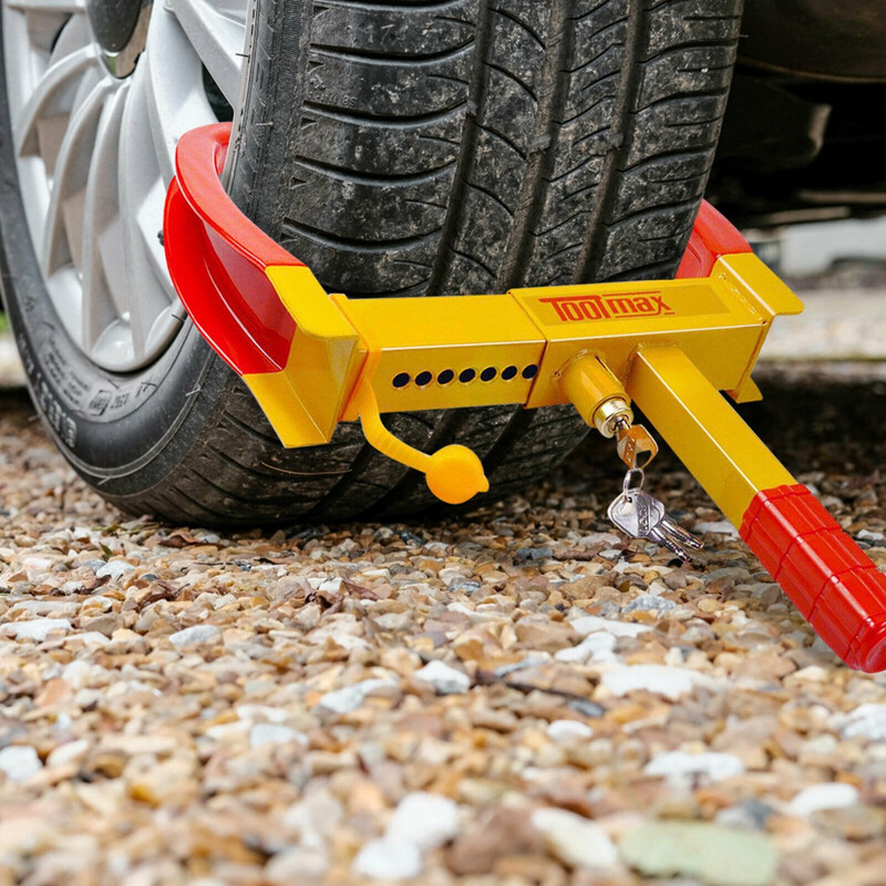 Hjulklämma stöldskydd för fordon med säkerhetslås