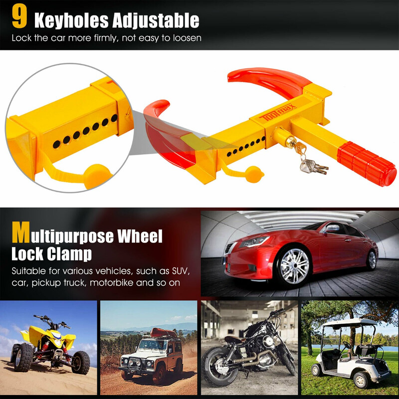 Hjulklämma stöldskydd för fordon med säkerhetslås