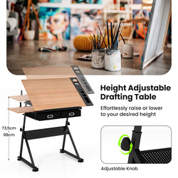 Ritbord med justerbar höjd och förvaringslösningar
