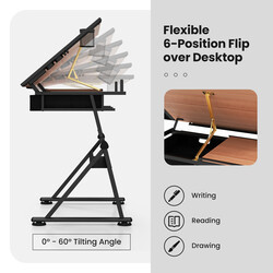 Ritbord med justerbar höjd och förvaringslösningar