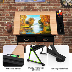 Ritbord med justerbar höjd och förvaringslösningar