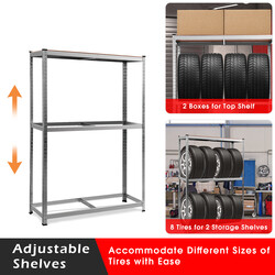 Däckställ metallhylla justerbar för garage och verkstad