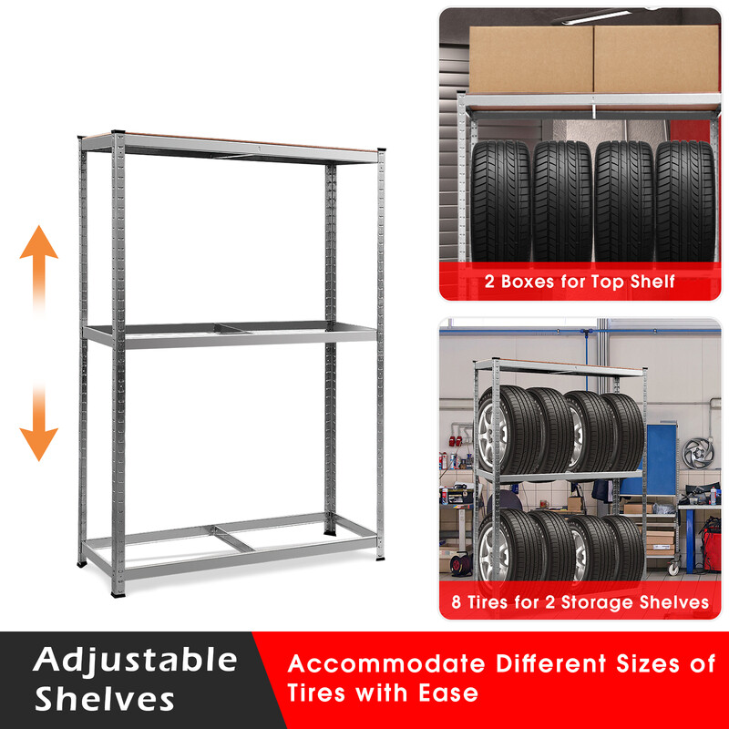 Däckställ metallhylla justerbar för garage och verkstad