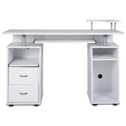 Skrivbord med tangentbordshylla och skrivarhylla