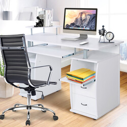 Skrivbord med tangentbordshylla och skrivarhylla, svart MDF