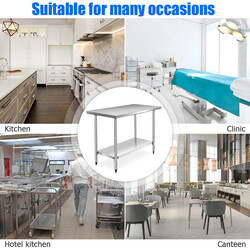 Rostfritt stål köksbord med mellanhylla 122x61x90 cm