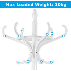 Vit klädhängare med paraplyställ och 12 krokar