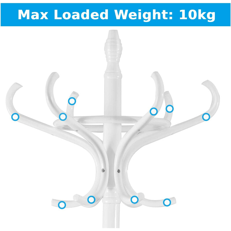 Vit klädhängare med paraplyställ och 12 krokar