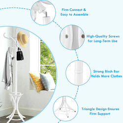 Vit klädhängare med paraplyställ och 12 krokar