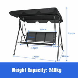Trädgårdsgunga med soltak för tre personer svart