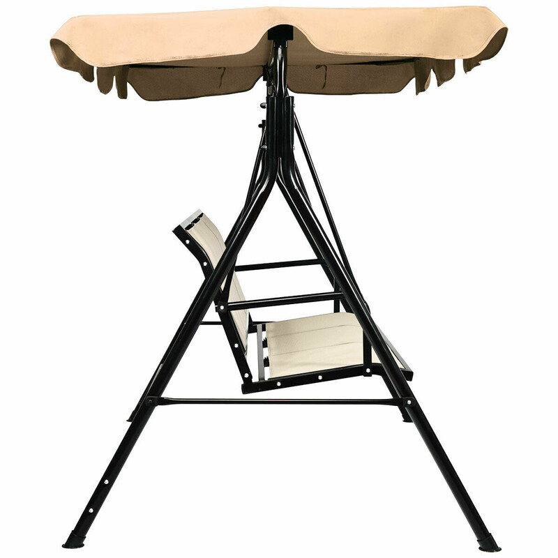 Trädgårdsgunga med soltak för tre personer brun