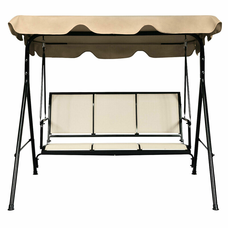 Trädgårdsgunga med soltak för tre personer brun