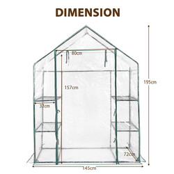 Kompakt växthus med PVC-skydd och metallhyllor