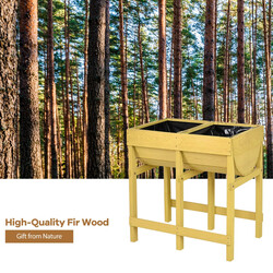 Gul odlingsbänk i hållbart trä för trädgård och balkong