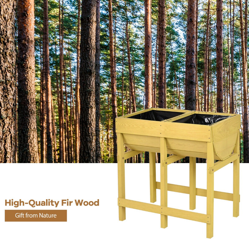 Gul odlingsbänk i hållbart trä för trädgård och balkong