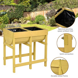 Gul odlingsbänk i hållbart trä för trädgård och balkong