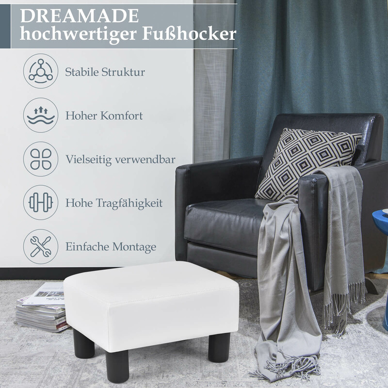 Elegant röd fotpall med PU-överdrag och träram