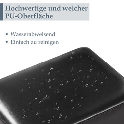 Svart fotpall i PU-läder med träram 40x30x24 cm