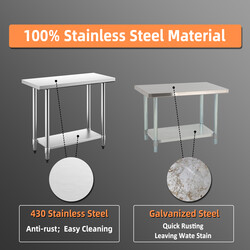 Rostfritt stål köksbord med mellanhylla 92x61x90 cm