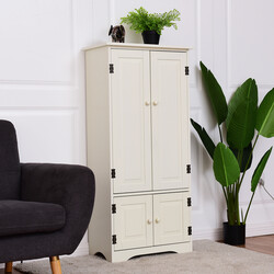 Antik vit högskåp med justerbara hyllor och tidlös design