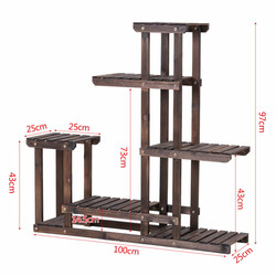 Växthylla i ädelgran med sex hyllplan brun 100x25x97cm