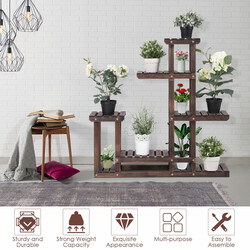 Växthylla i ädelgran med sex hyllplan brun 100x25x97cm