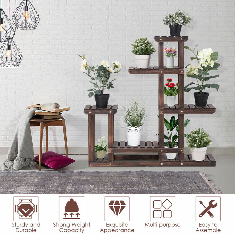 Växthylla i ädelgran med sex hyllplan brun 100x25x97cm