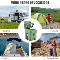 Bärbar campingtoalett 20L/12L med avtagbar avfallstank grön