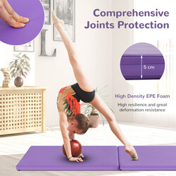 Mjuk vikbar träningsmatta för yoga och gymnastik lila