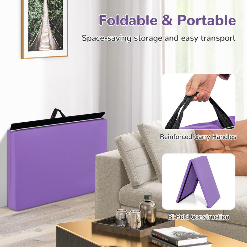 Mjuk vikbar träningsmatta för yoga och gymnastik lila