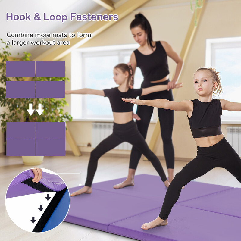 Mjuk vikbar träningsmatta för yoga och gymnastik lila