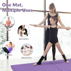 Mjuk vikbar träningsmatta för yoga och gymnastik lila