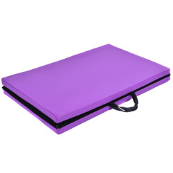Mjuk vikbar träningsmatta för yoga och gymnastik lila