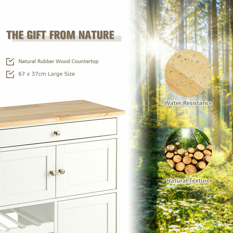 Köksvagn i trä med vinställ och förvaring