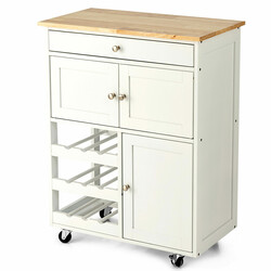 Köksvagn i trä med vinställ och förvaring