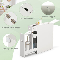 Vit badrumsskåp med hyllor och låda i MDF