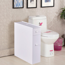 Vit badrumsskåp med hyllor och låda i MDF