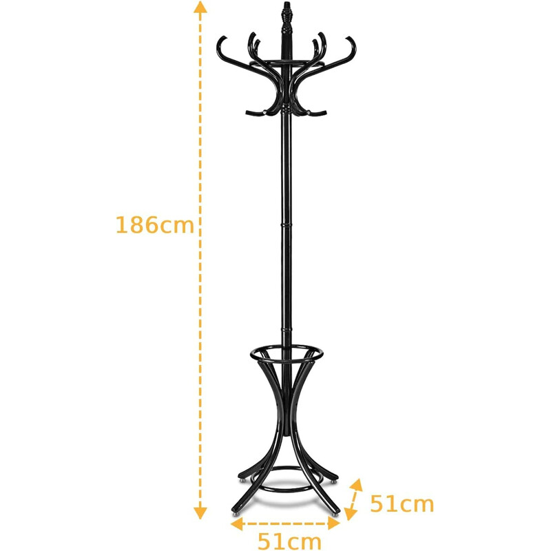 Klädhängare med paraplyställ och 12 krokar - vit
