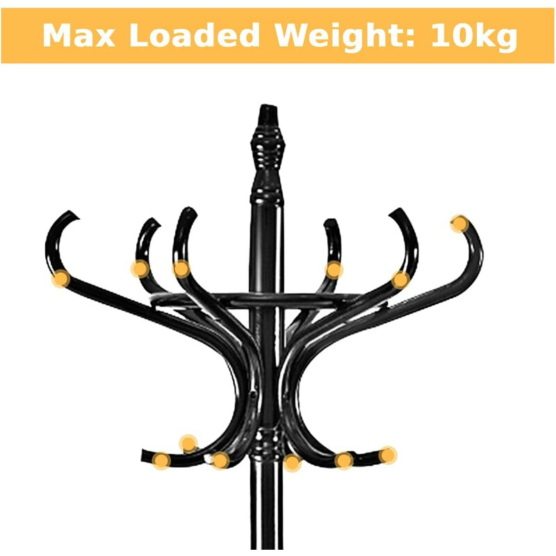 Klädhängare med paraplyställ och 12 krokar - vit