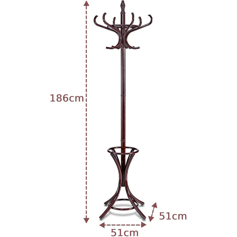Klädhängare med paraplyställ och 12 krokar i vit design