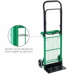 2-i-1 hopfällbar säckkärra med justerbart handtag