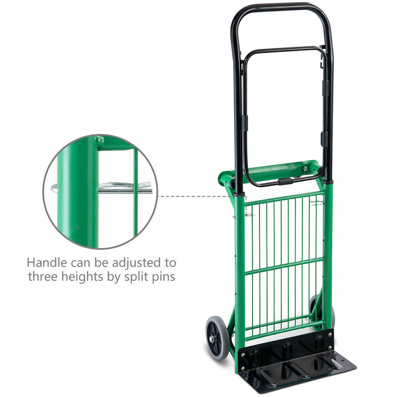 2-i-1 hopfällbar säckkärra med justerbart handtag
