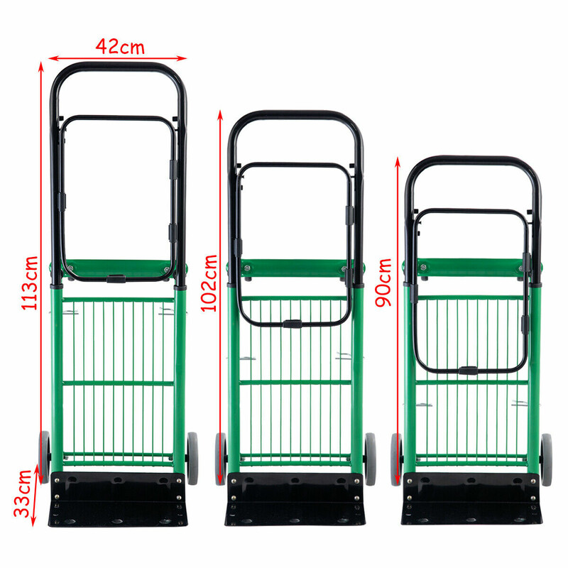 2-i-1 hopfällbar säckkärra med justerbart handtag