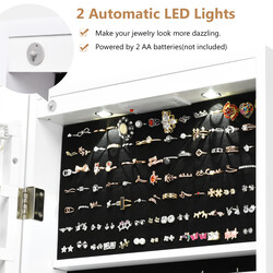 Smyckesskåp med LED-belysning och spegel, vit 120x35,5 cm