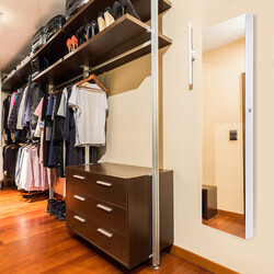 Smyckesskåp med LED-belysning och spegel, vit 120x35,5 cm