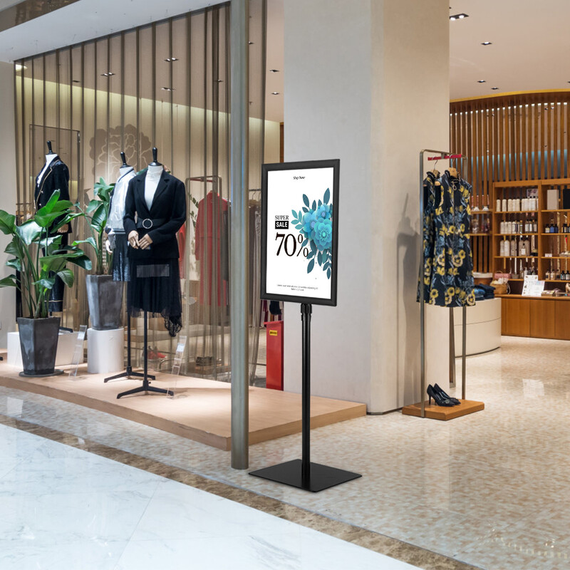 Höj- och sänkbar affischställ svart för inomhus och utomhus