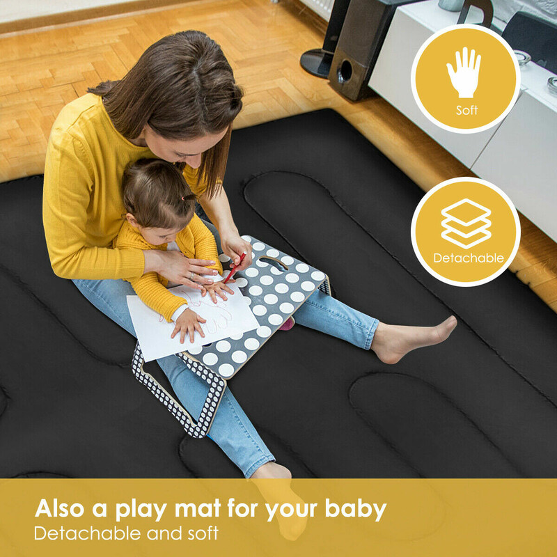 Goplus dubbelsovsäck för två med kuddar svart 220x150 cm