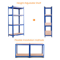 Metallhylla med 4 nivåer, blå, 720 kg kapacitet