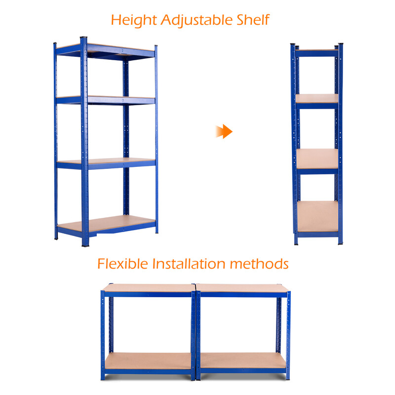 Metallhylla med 4 nivåer, blå, 720 kg kapacitet
